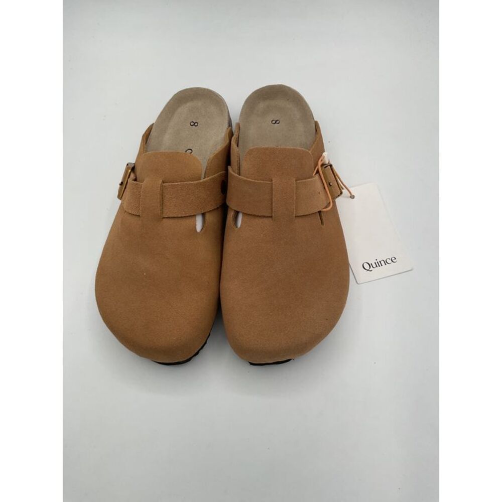 Quince Women's Water Repellent Suede Clog Mule Pecan Brown 8